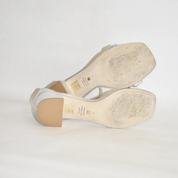 $530 STUART WEITZMAN Nudistcurve Metallic Ankle-Strap Sandals SILVER 8 (D23) - Picture 8 of 8